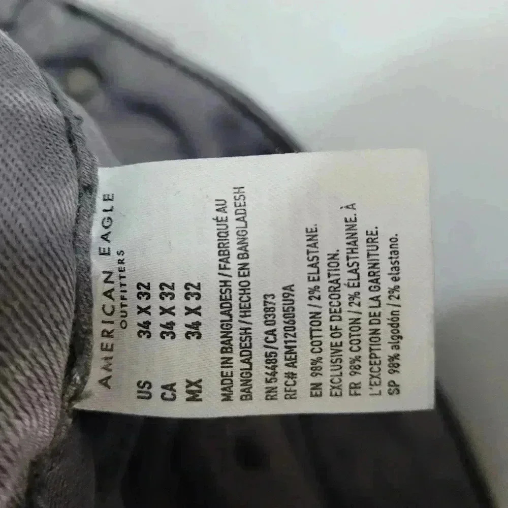 Distressed American Eagle Men’s Move Free Slim Jeans Airflex+ Size 34x32 Gray - Picture 5 of 11